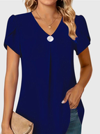 Basha | Ruffle Short Sleeve Blouse With Single Button