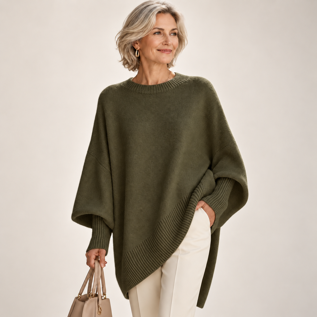 Helene | Draped Asymmetric Poncho