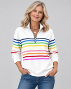 Corabelle | Striped Quarter-Zip Sweatshirt