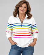 Corabelle | Striped Quarter-Zip Sweatshirt