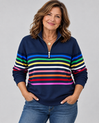 Corabelle | Striped Quarter-Zip Sweatshirt