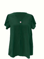 Basha | Ruffle Short Sleeve Blouse With Single Button
