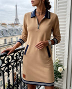 Adeline Women's Half Zip Polo Sweatshirt Dress