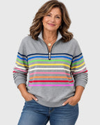 Corabelle | Striped Quarter-Zip Sweatshirt