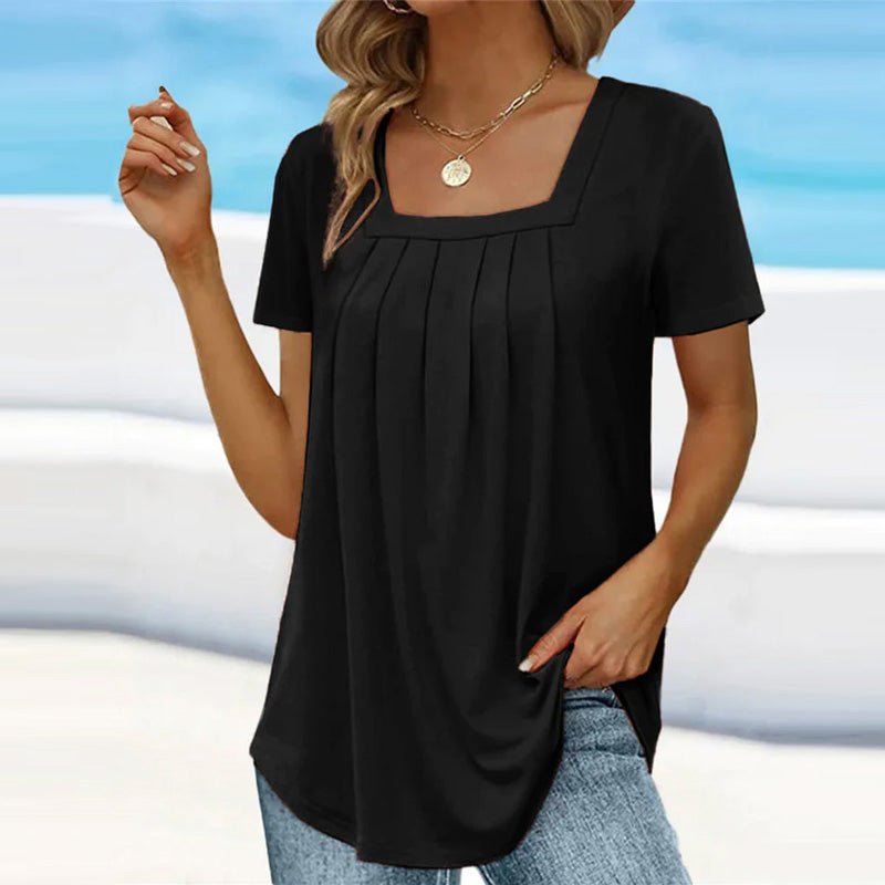 Valina | Pleated Square Neck Top