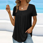 Valina | Pleated Square Neck Top