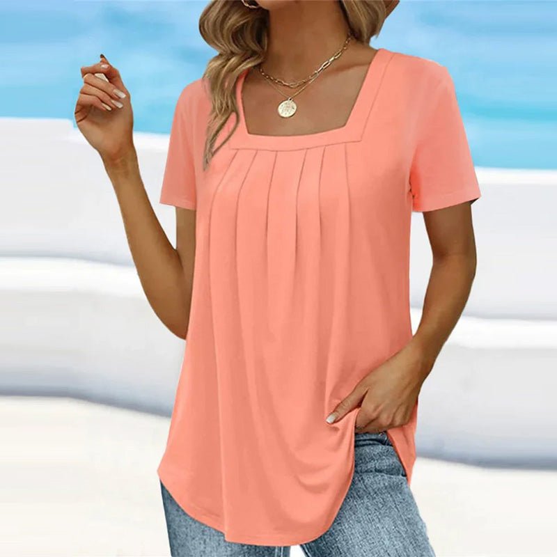 Valina | Pleated Square Neck Top